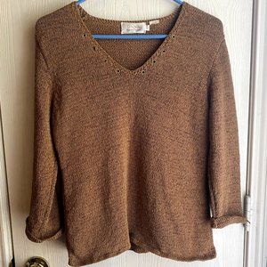 Dana Buchman Knit Sweater w/ Coper Eyelets